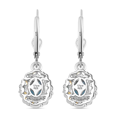 D'Joy Premium Larimar and Malgache Neon Apatite 2.15 ctw Filigree Earrings in 18K Vermeil YG and Rhodium Over Sterling Silver