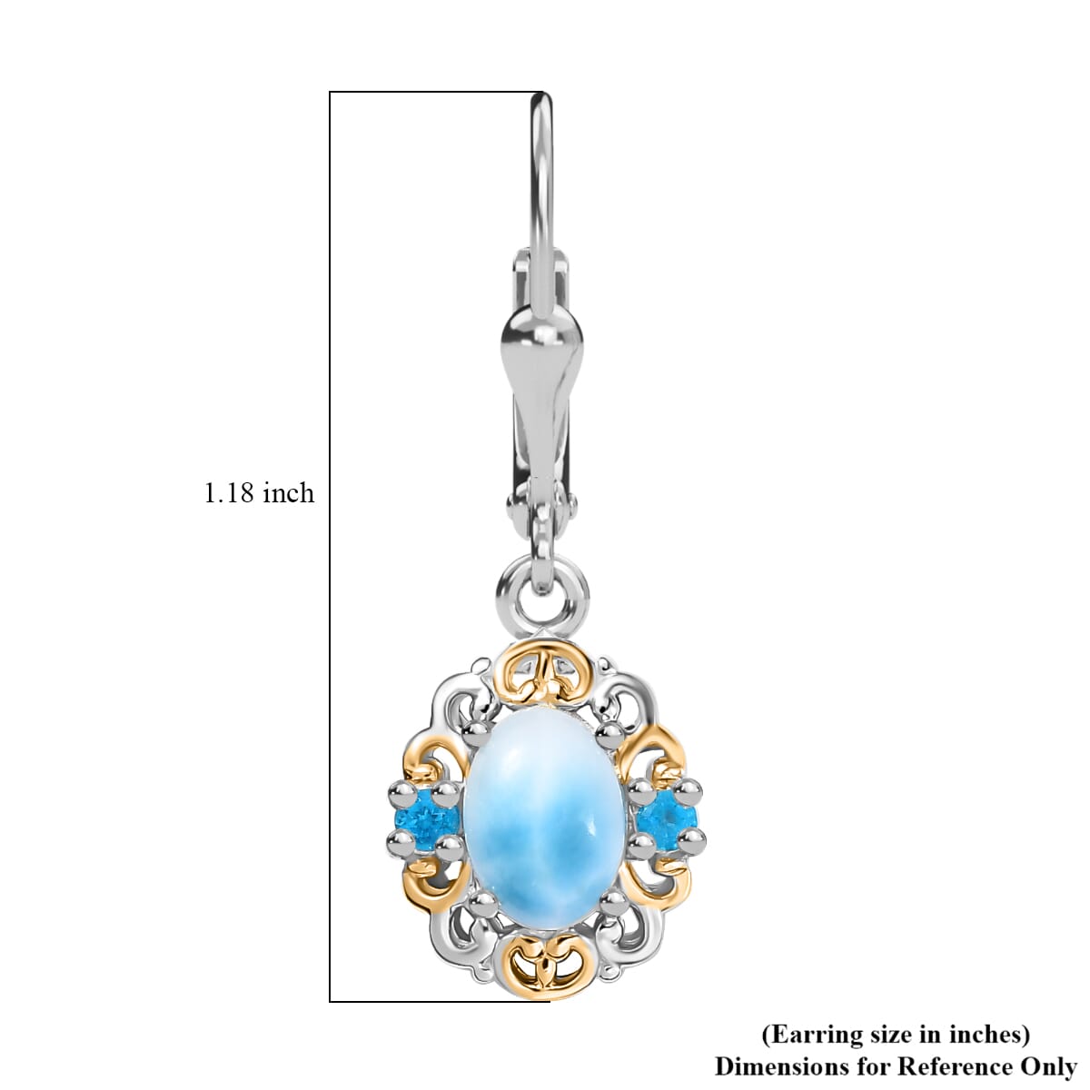 D'Joy Premium Larimar and Malgache Neon Apatite 2.15 ctw Filigree Earrings in 18K Vermeil YG and Rhodium Over Sterling Silver image number 5