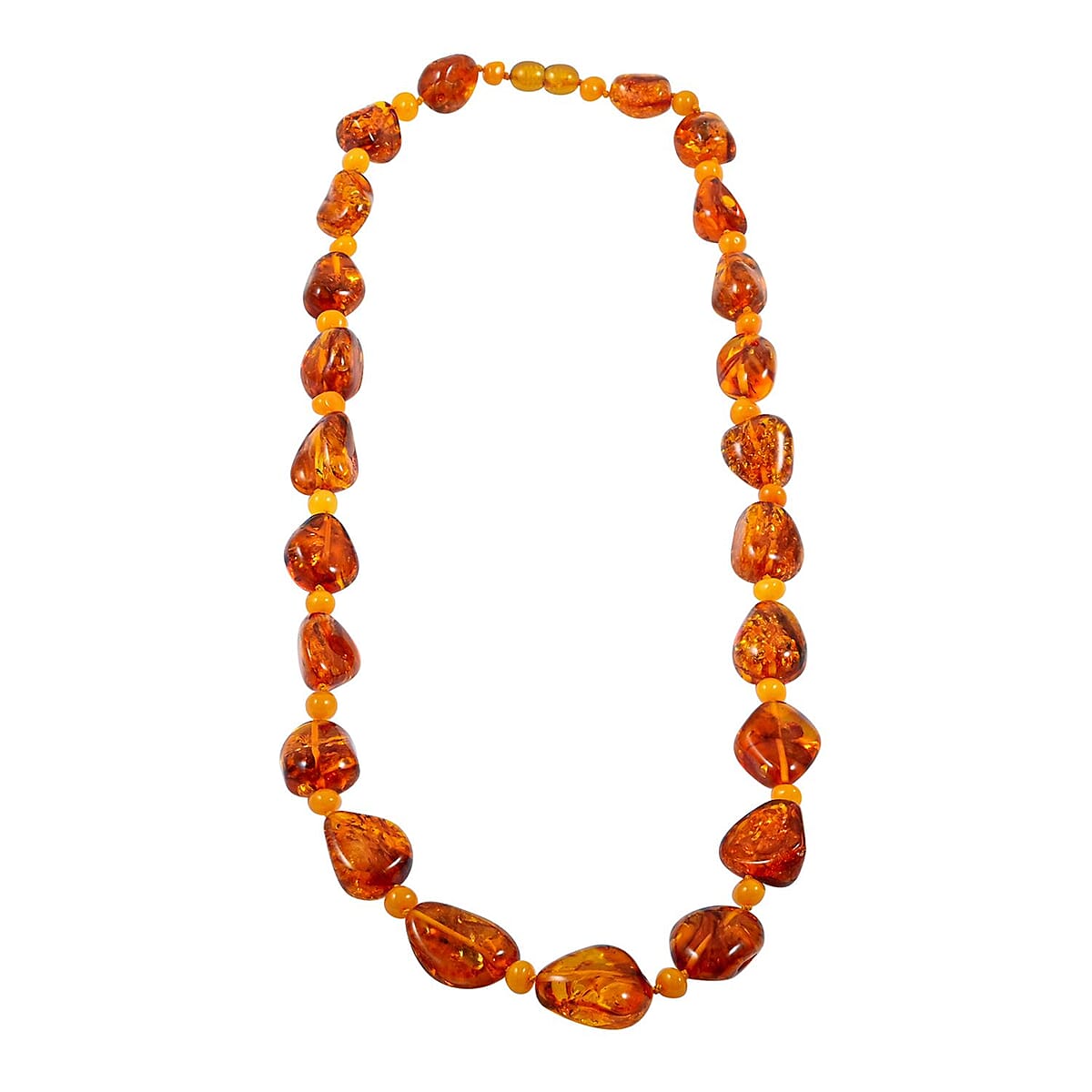 Multi Color Baltic Amber Beaded Necklace 24 Inches image number 0