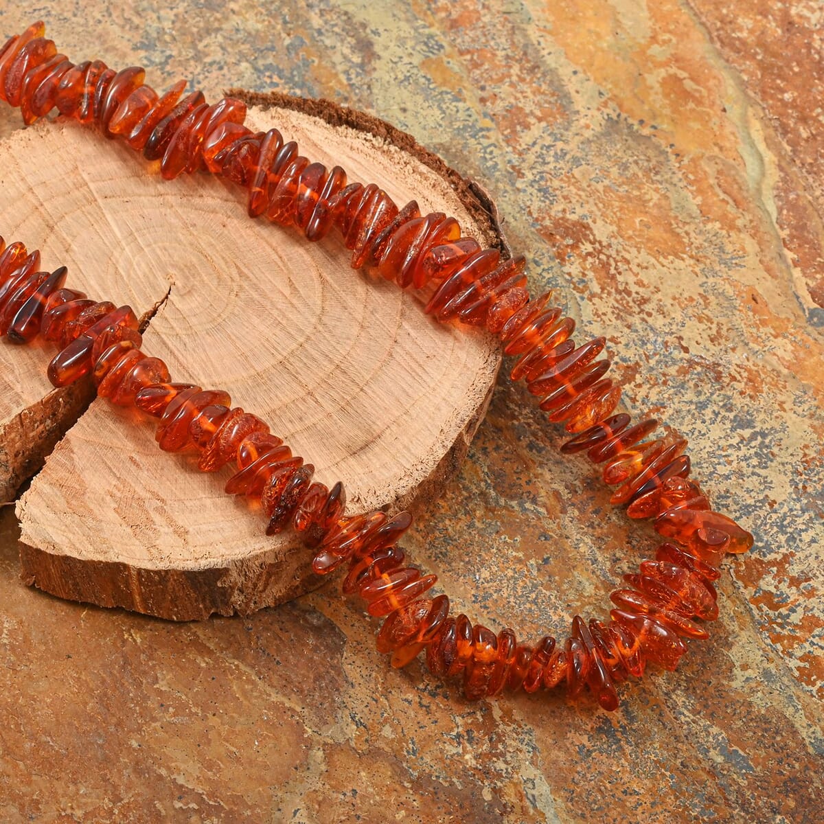 Baltic Dark Amber Beaded Necklace 30 Inches image number 1