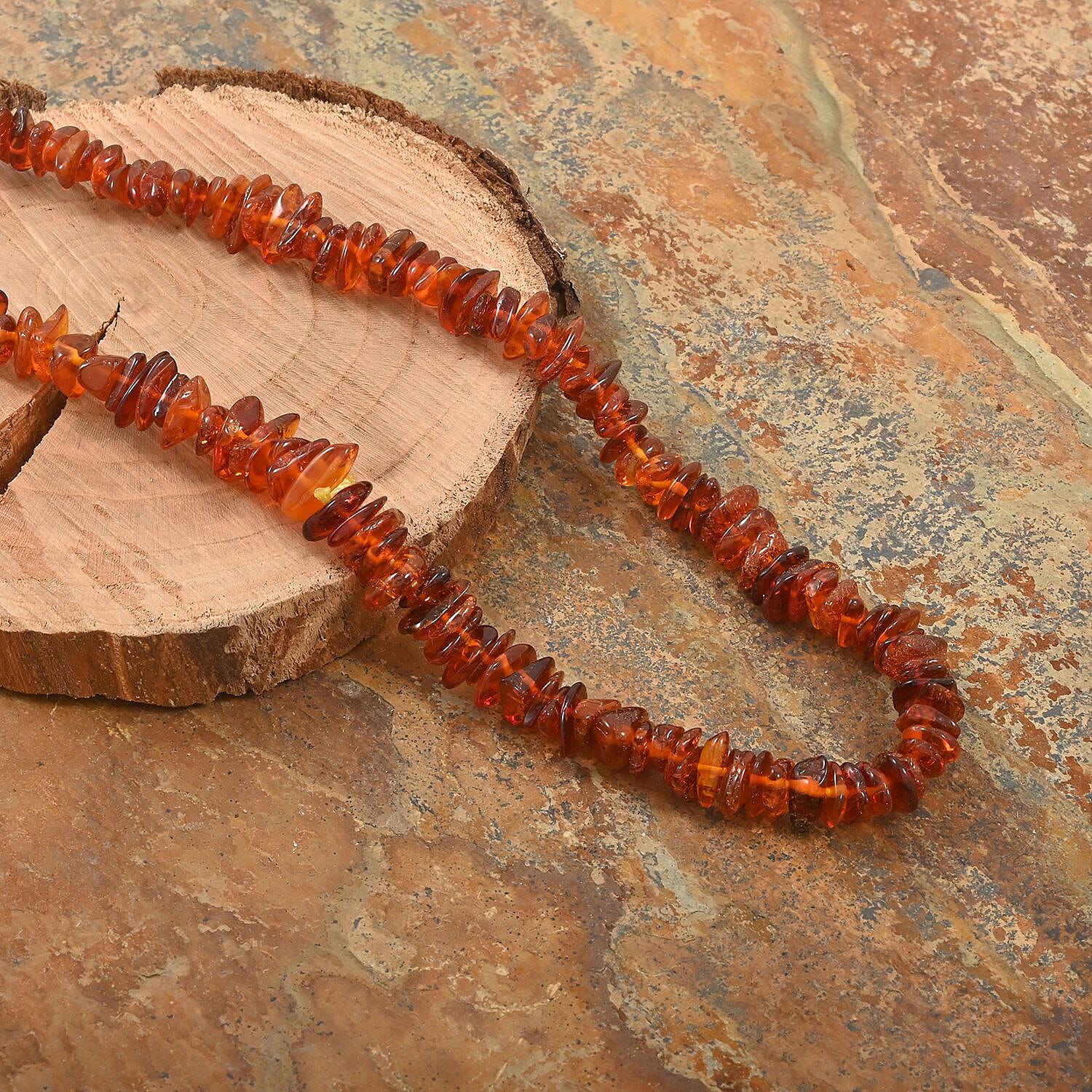 Dark Baltic Amber Beaded Necklace 32 Inches