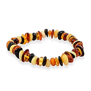 Multi Color Baltic Amber Beaded Bracelet (7.0 In)