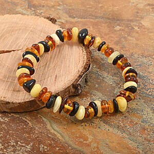 Multi Color Baltic Amber Beaded Stretch Bracelet