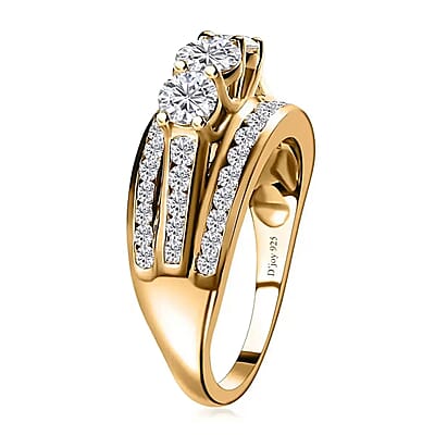 Luxuriant Lab Grown Diamond G-H I1 1.70 ctw Trinity Radiance Ring in 18K Vermeil Yellow Gold Over Sterling Silver (Size 10.0)