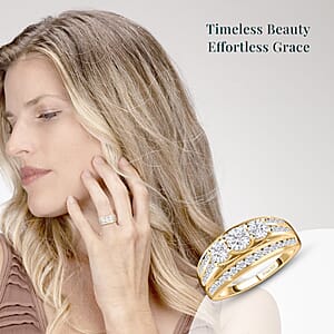 Luxuriant Lab Grown Diamond G-H I1 1.70 ctw Trinity Radiance Ring in 18K Vermeil Yellow Gold Over Sterling Silver (Size 6.0) 