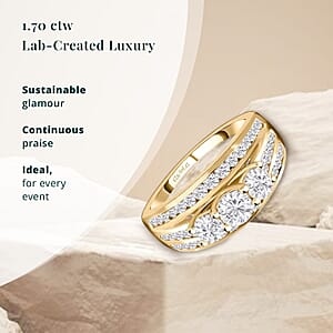 Luxuriant Lab Grown Diamond G-H I1 1.70 ctw Trinity Radiance Ring in 18K Vermeil Yellow Gold Over Sterling Silver (Size 7.0) 