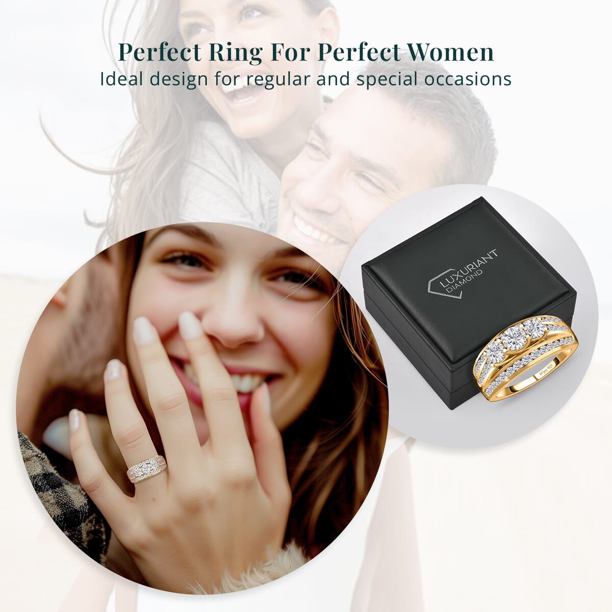 Luxuriant Lab Grown Diamond G-H I1 1.70 ctw Trinity Radiance Ring in 18K Vermeil Yellow Gold Over Sterling Silver (Size 7.0)  image number 6