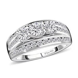Luxuriant Lab Grown Diamond G-H I1 1.70 ctw Trinity Radiance Ring in Rhodium Over Sterling Silver (Size 10.0)