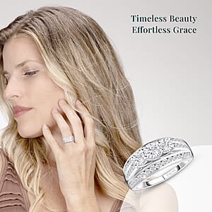 Luxuriant Lab Grown Diamond G-H I1 1.70 ctw Trinity Radiance Ring in Rhodium Over Sterling Silver (Size 10.0)