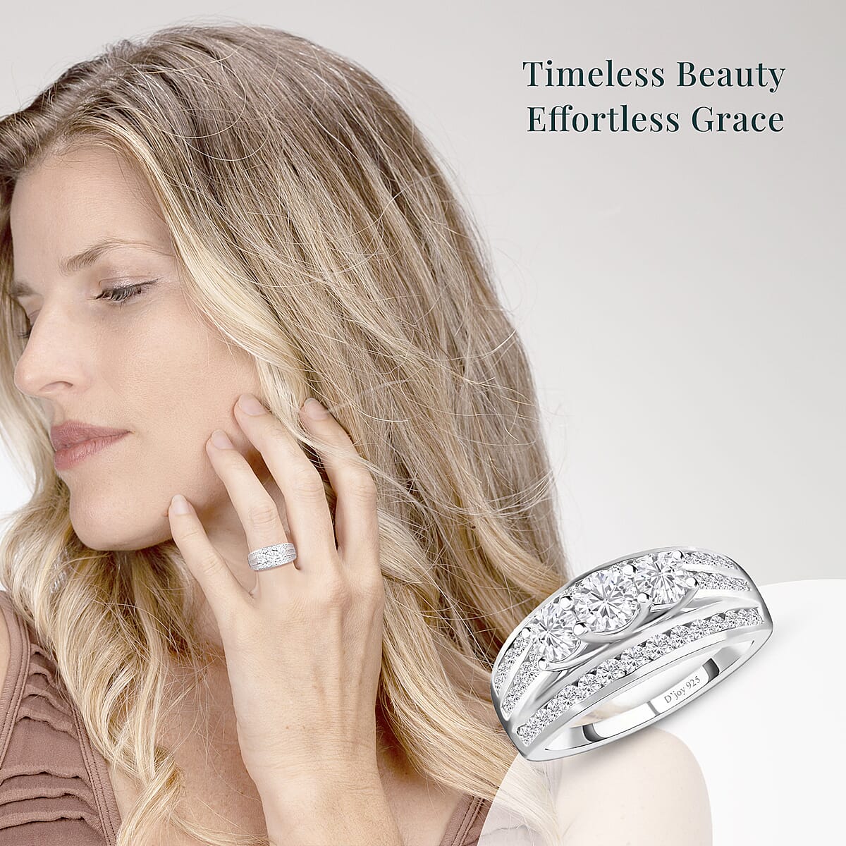 Luxuriant Lab Grown Diamond G-H I1 1.70 ctw Trinity Radiance Ring in Rhodium Over Sterling Silver (Size 6.0) image number 1