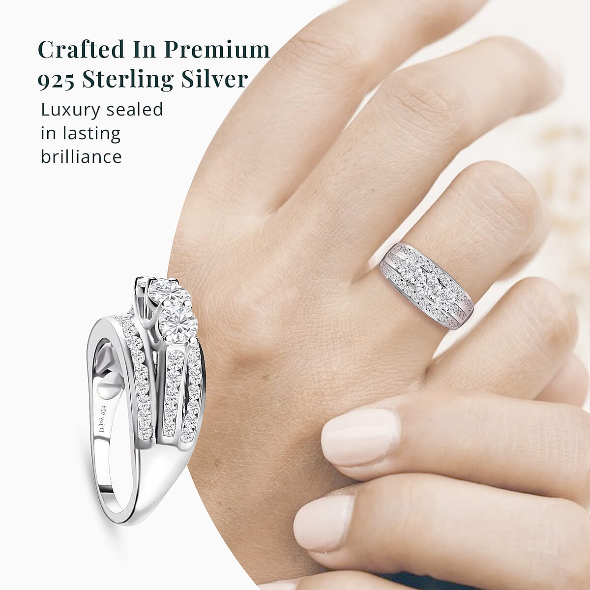 Luxuriant Lab Grown Diamond G-H I1 1.70 ctw Trinity Radiance Ring in Rhodium Over Sterling Silver (Size 6.0) image number 4