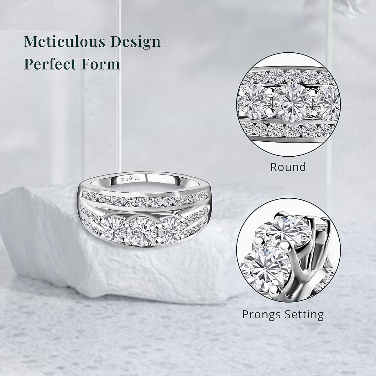 Luxuriant Lab Grown Diamond G-H I1 1.70 ctw Trinity Radiance Ring in Rhodium Over Sterling Silver (Size 6.0) image number 5