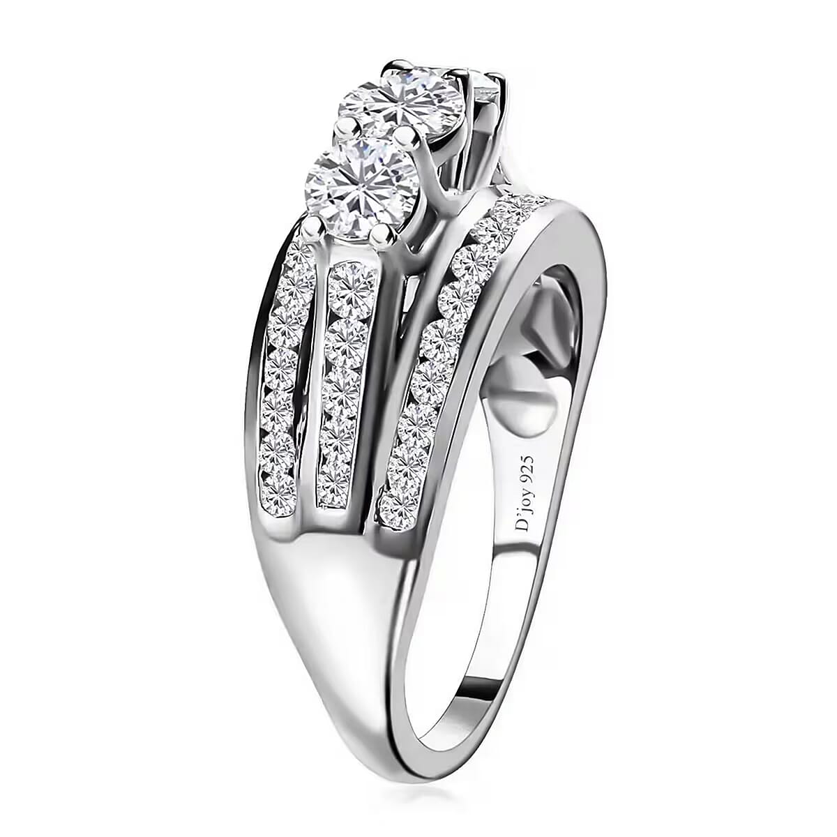 Luxuriant Lab Grown Diamond G-H I1 1.70 ctw Trinity Radiance Ring in Rhodium Over Sterling Silver (Size 6.0) image number 8