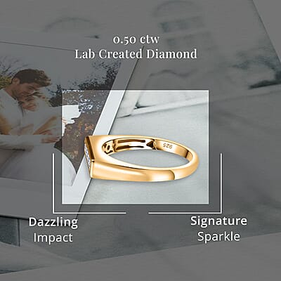 Luxuriant Lab Grown Diamond G-H SI 0.50 ctw Men's Ring in 18K Vermeil Yellow Gold Over Sterling Silver (Size 10.0)