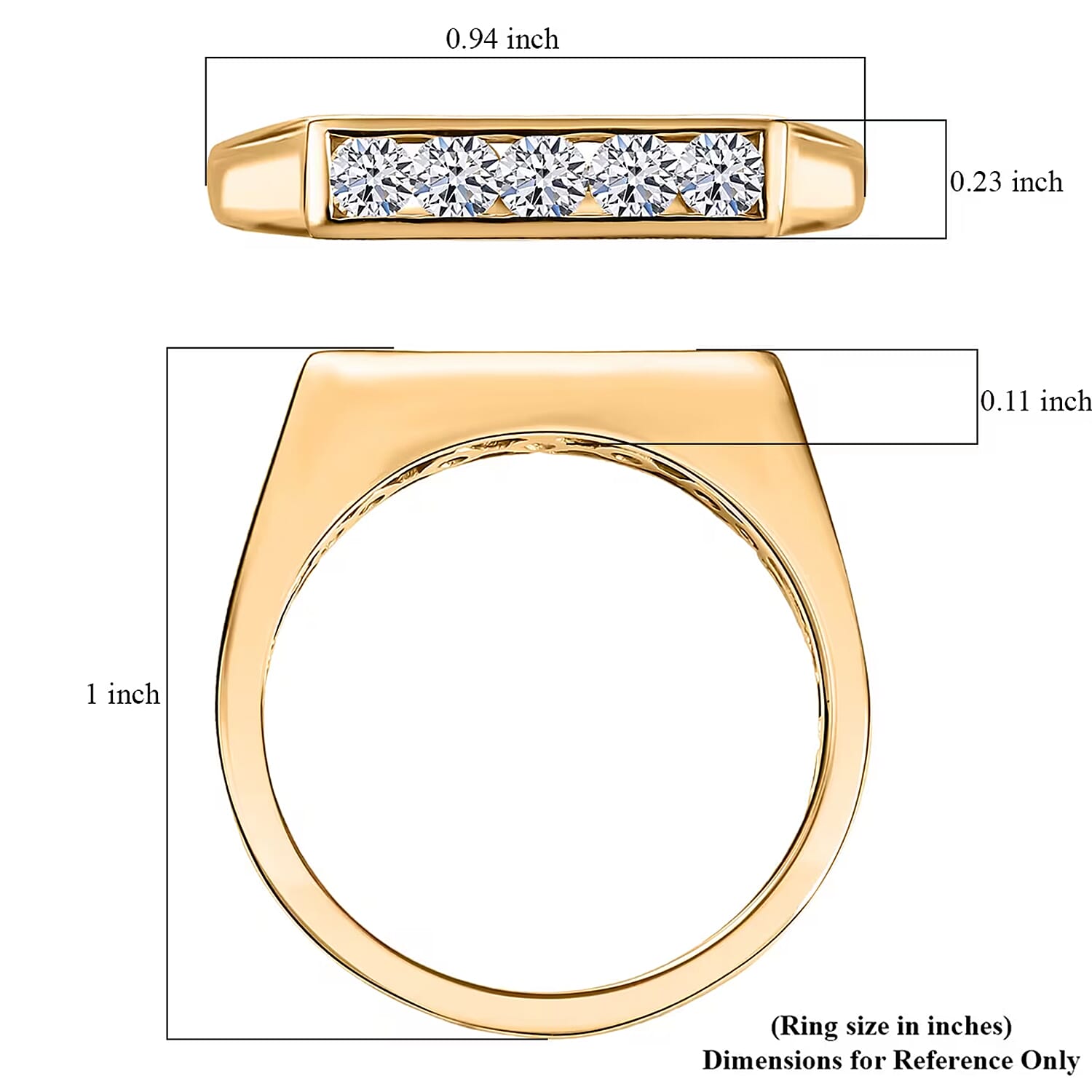 Luxuriant Lab Grown Diamond G-H SI 0.50 ctw Men's Ring in 18K Vermeil Yellow Gold Over Sterling Silver (Size 10.0)
