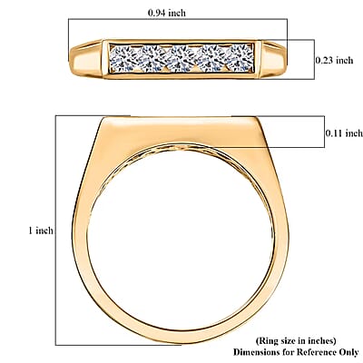 Luxuriant Lab Grown Diamond G-H SI 0.50 ctw Men's Ring in 18K Vermeil Yellow Gold Over Sterling Silver (Size 10.0)