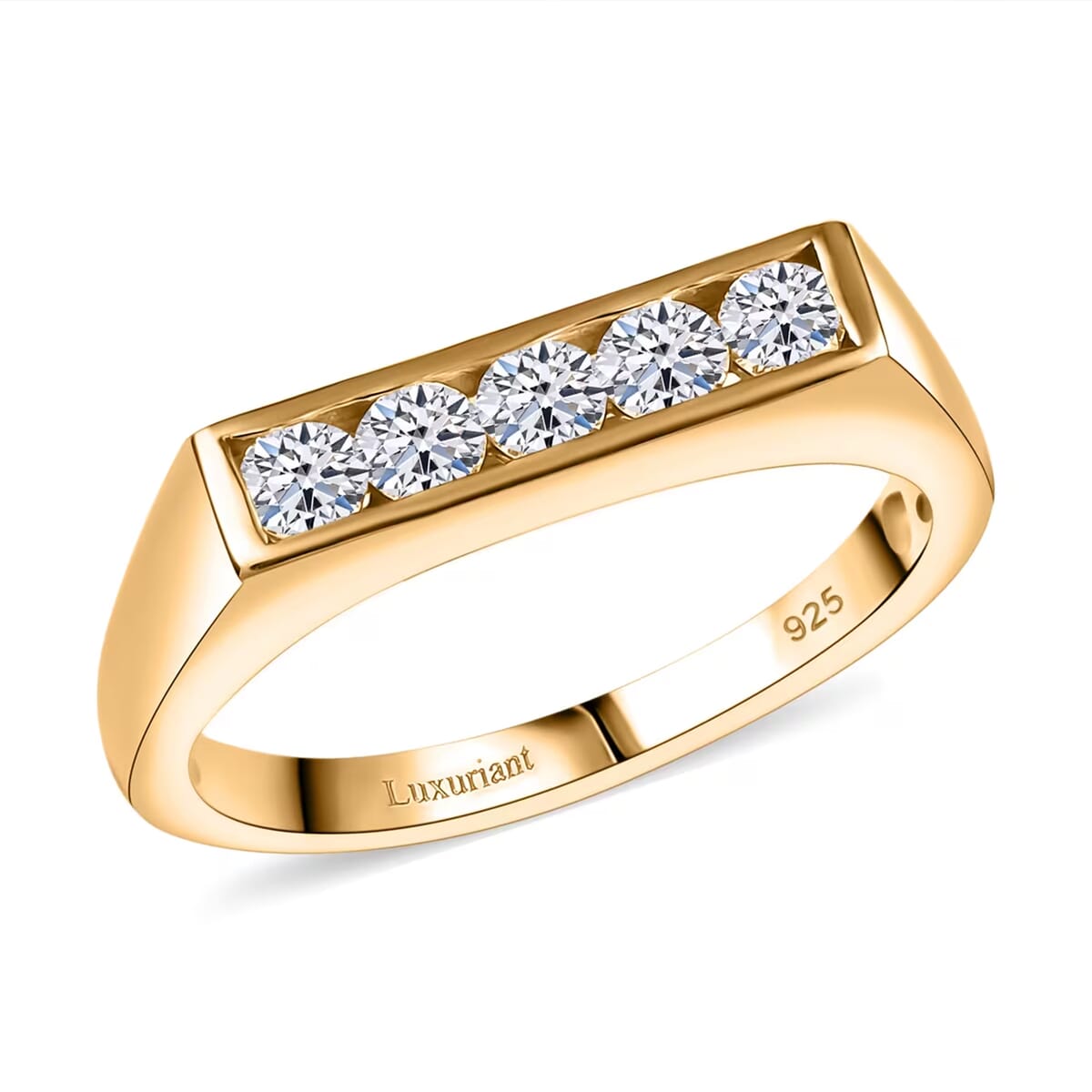 Luxuriant Lab Grown Diamond G-H SI 0.50 ctw Men's Ring in 18K Vermeil Yellow Gold Over Sterling Silver (Size 12.0) image number 0