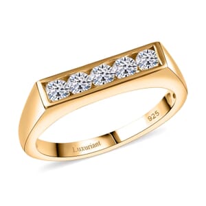 Luxuriant Lab Grown Diamond G-H SI 0.50 ctw Men's Ring in 18K Vermeil Yellow Gold Over Sterling Silver (Size 12.0)