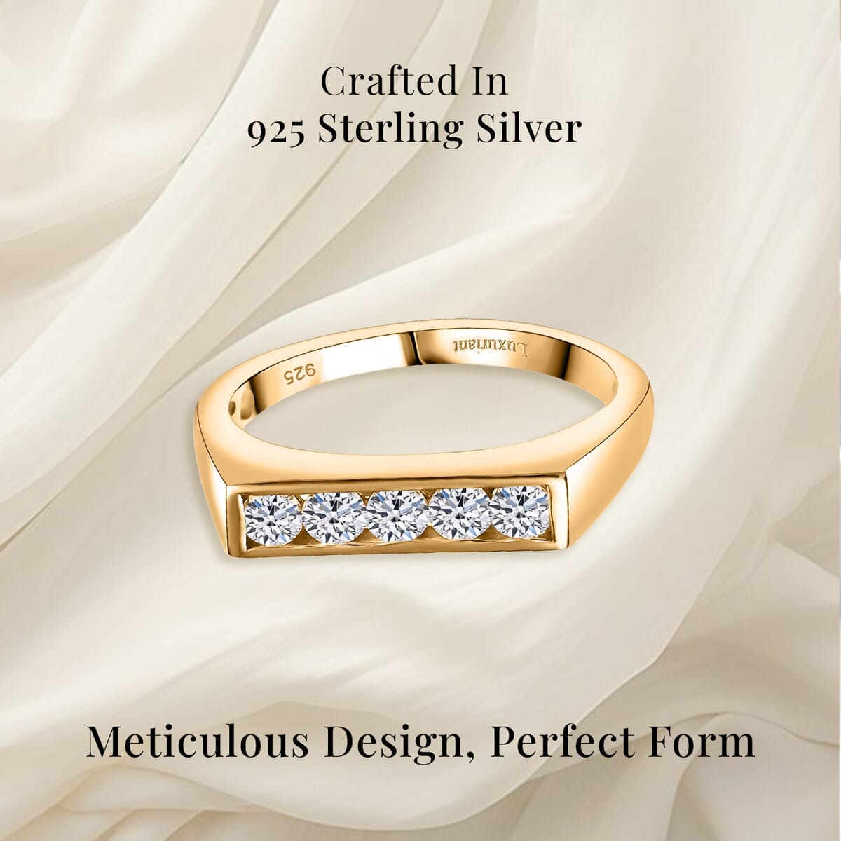 Luxuriant Lab Grown Diamond G-H SI 0.50 ctw Men's Ring in 18K Vermeil Yellow Gold Over Sterling Silver (Size 12.0) image number 2