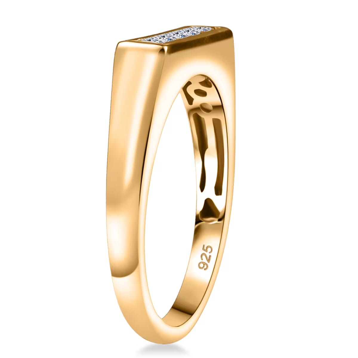 Luxuriant Lab Grown Diamond G-H SI 0.50 ctw Men's Ring in 18K Vermeil Yellow Gold Over Sterling Silver (Size 12.0) image number 8