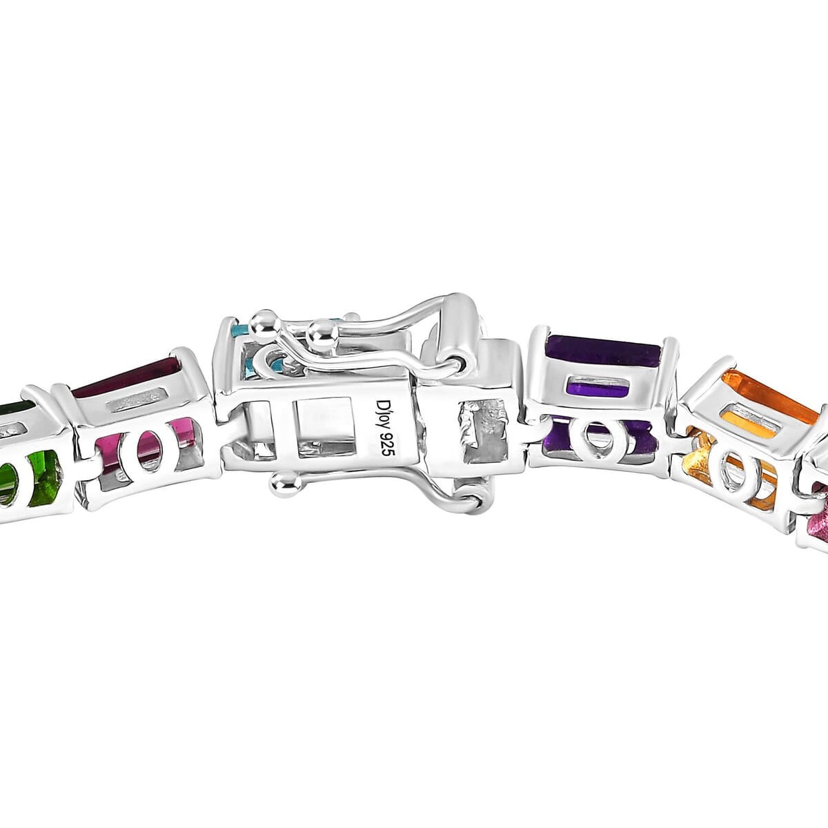 D'Joy Multi Gemstone 16.30 ctw Rainbow Bracelet in Rhodium Over Sterling Silver (6.50 In) image number 3