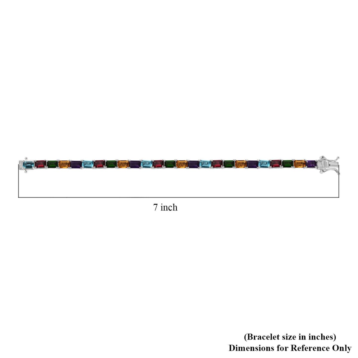D'Joy Multi Gemstone 16.30 ctw Rainbow Bracelet in Rhodium Over Sterling Silver (6.50 In) image number 4