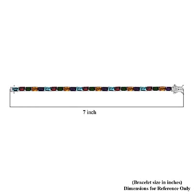 D'Joy Multi Gemstone 16.30 ctw Rainbow Bracelet in Rhodium Over Sterling Silver (6.50 In)