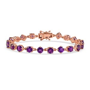 Karis African Amethyst Classic Tennis Bracelet in 18K RG Plated (6.50 In) 8.60 ctw
