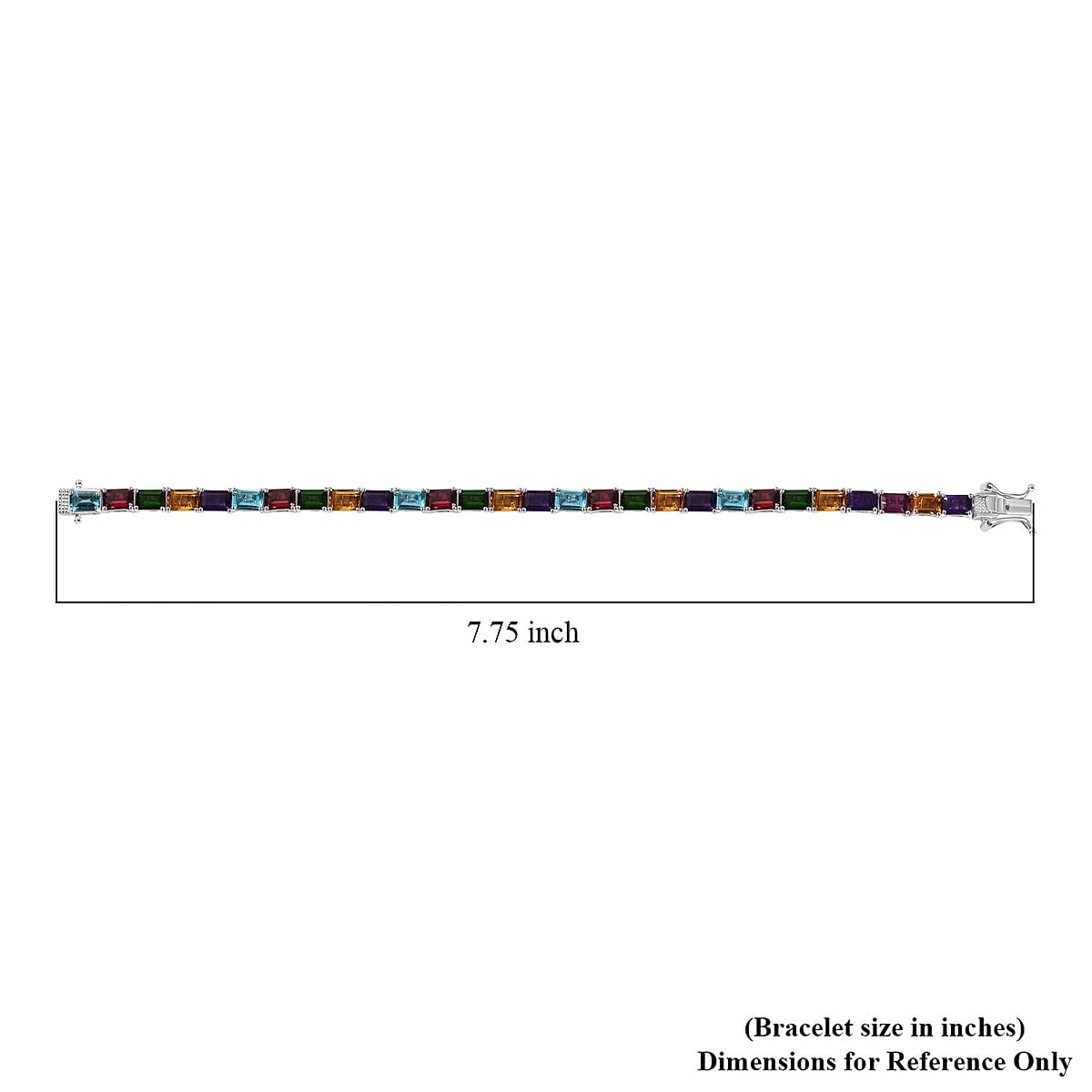 D'Joy Multi Gemstone 17.60 ctw Rainbow Bracelet in Rhodium Over Sterling Silver (7.25 In) image number 4