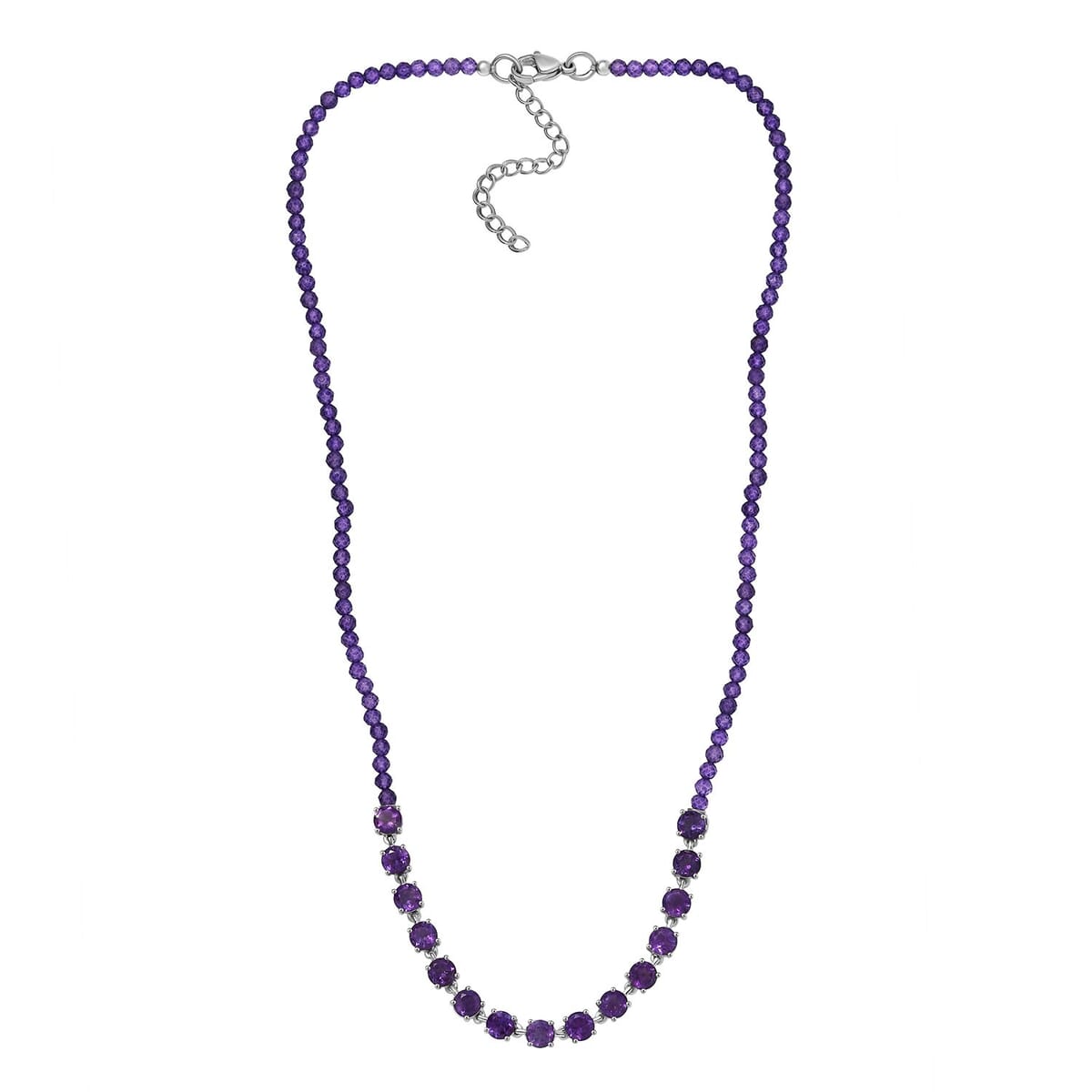 Karis African Amethyst 27.35 ctw Classic Minimalist Necklace in Platinum Bond 18 Inches image number 3