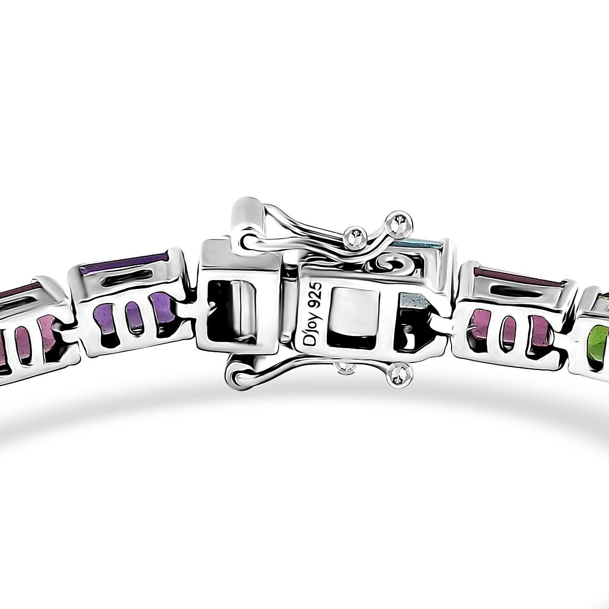 D'Joy Multi Gemstone Rainbow Bracelet 18.00 ctw in Rhodium Over Sterling Silver (8.00 In) image number 3