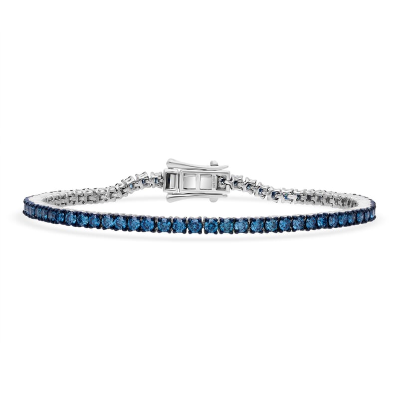 Venice Blue Diamond I1-I2 1.00 ctw Tennis Bracelet in Rhodium Over Sterling Silver (7.25 In)