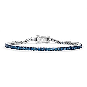 Venice Blue Diamond I1-I2 1.00 ctw Tennis Bracelet in Rhodium Over Sterling Si (7.75 In) 