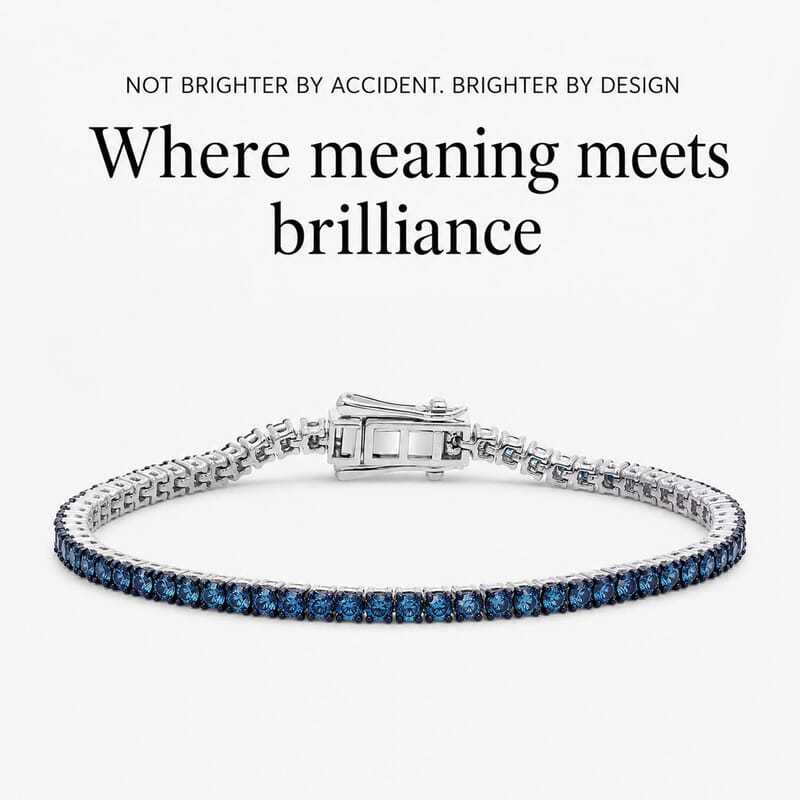 Luxuriant Lab Grown Blue Diamond (IR) SI 3.00 ctw Frozen Grace Bracelet in Rhodium Over Sterling Silver (6.50 In)