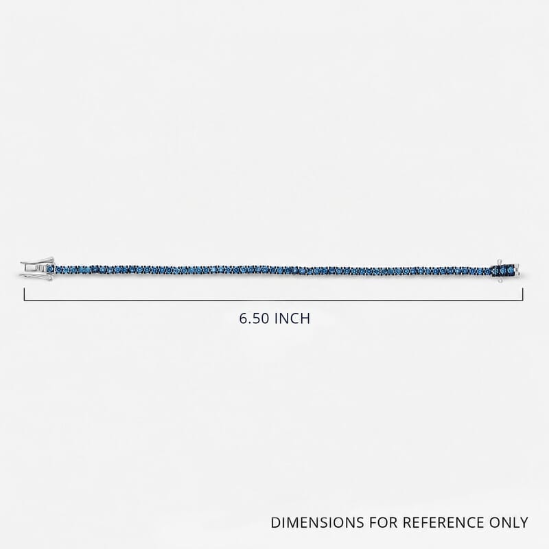 Luxuriant Lab Grown Blue Diamond (IR) SI 3.00 ctw Frozen Grace Bracelet in Rhodium Over Sterling Silver (6.50 In)