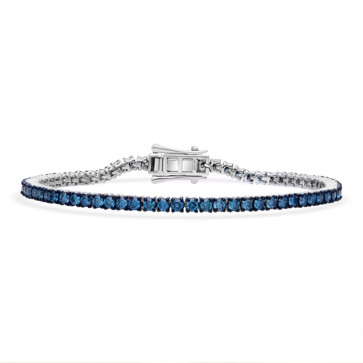 Luxuriant Lab Grown Blue Diamond SI 3.00 ctw Frozen Grace Bracelet in Rhodium Over Sterling Silver (7.25 In) image number 0