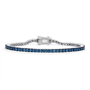 Luxuriant Lab Grown Blue Diamond SI 3.00 ctw Frozen Grace Bracelet in Rhodium Over Sterling Silver (7.25 In)