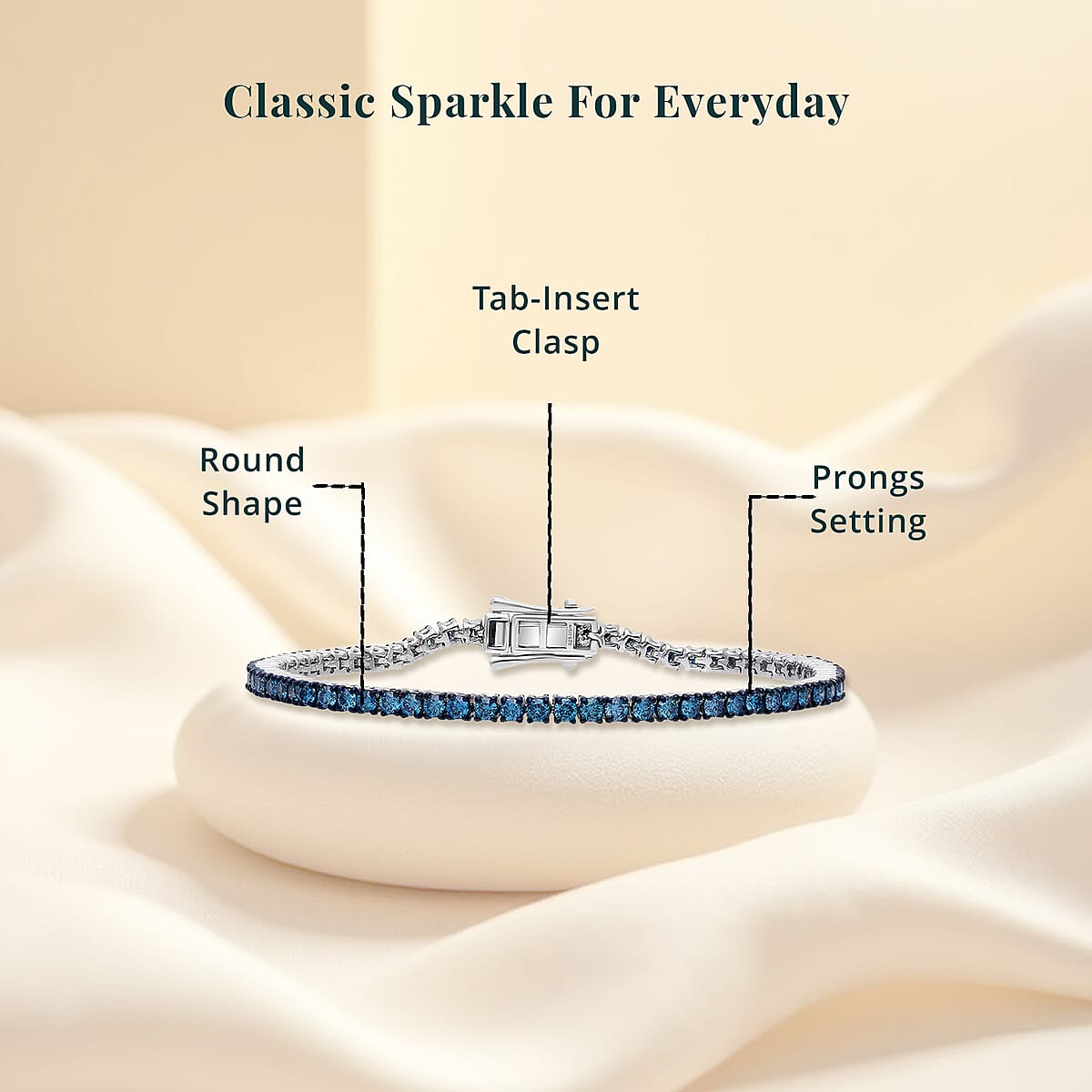 Luxuriant Lab Grown Blue Diamond (IR) SI 3.00 ctw Frozen Grace Bracelet in Rhodium Over Sterling Silver (8.00 In) image number 5