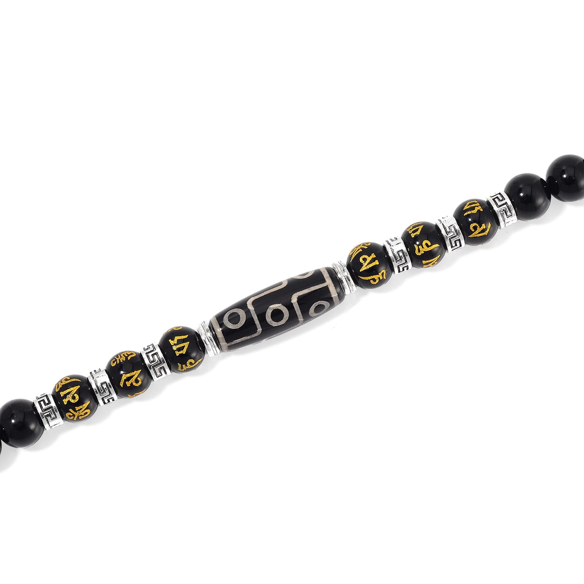 Agate and Black Obsidian 305 ctw Necklace 18-20 Inches in Silvertone image number 3