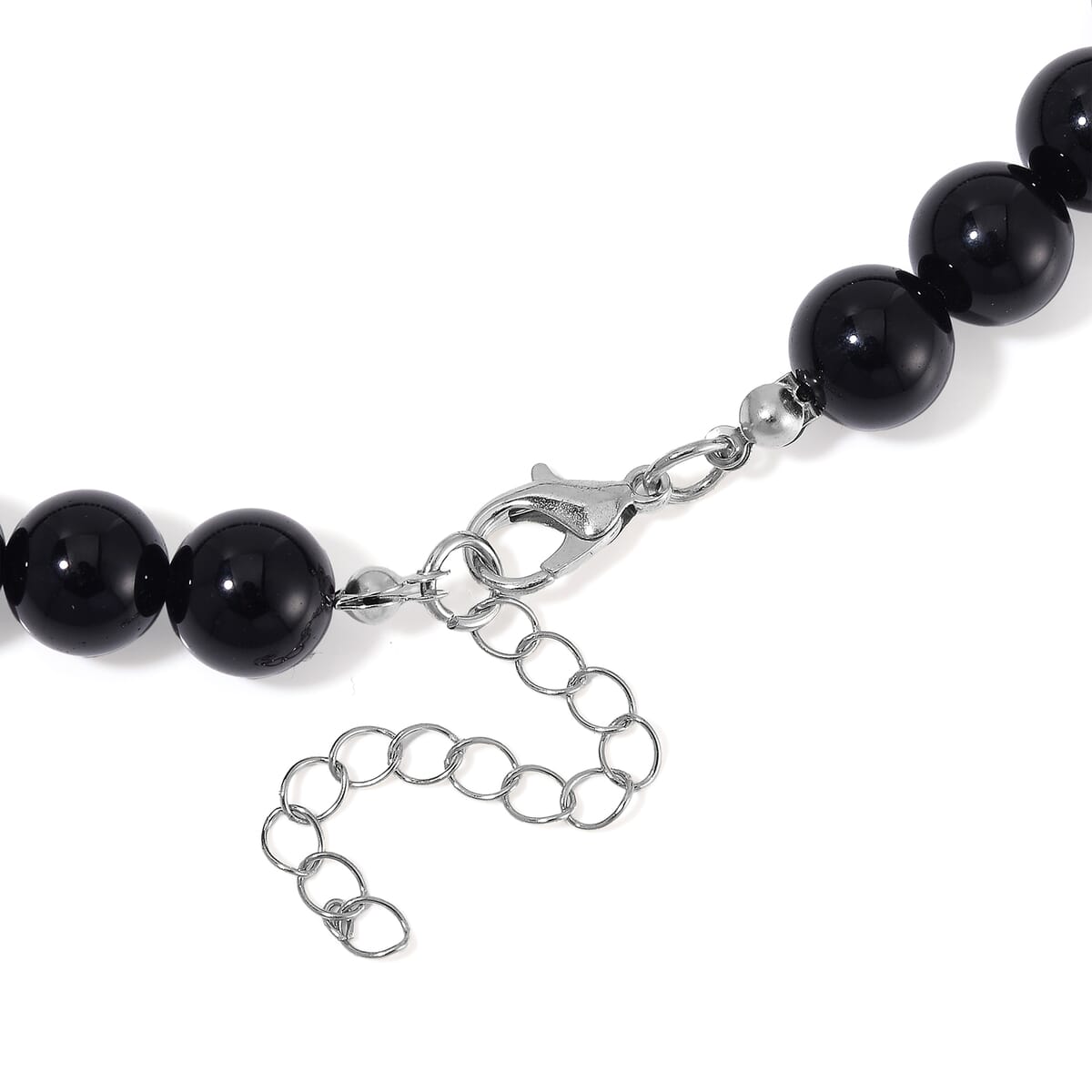 Agate and Black Obsidian 305 ctw Necklace 18-20 Inches in Silvertone image number 4