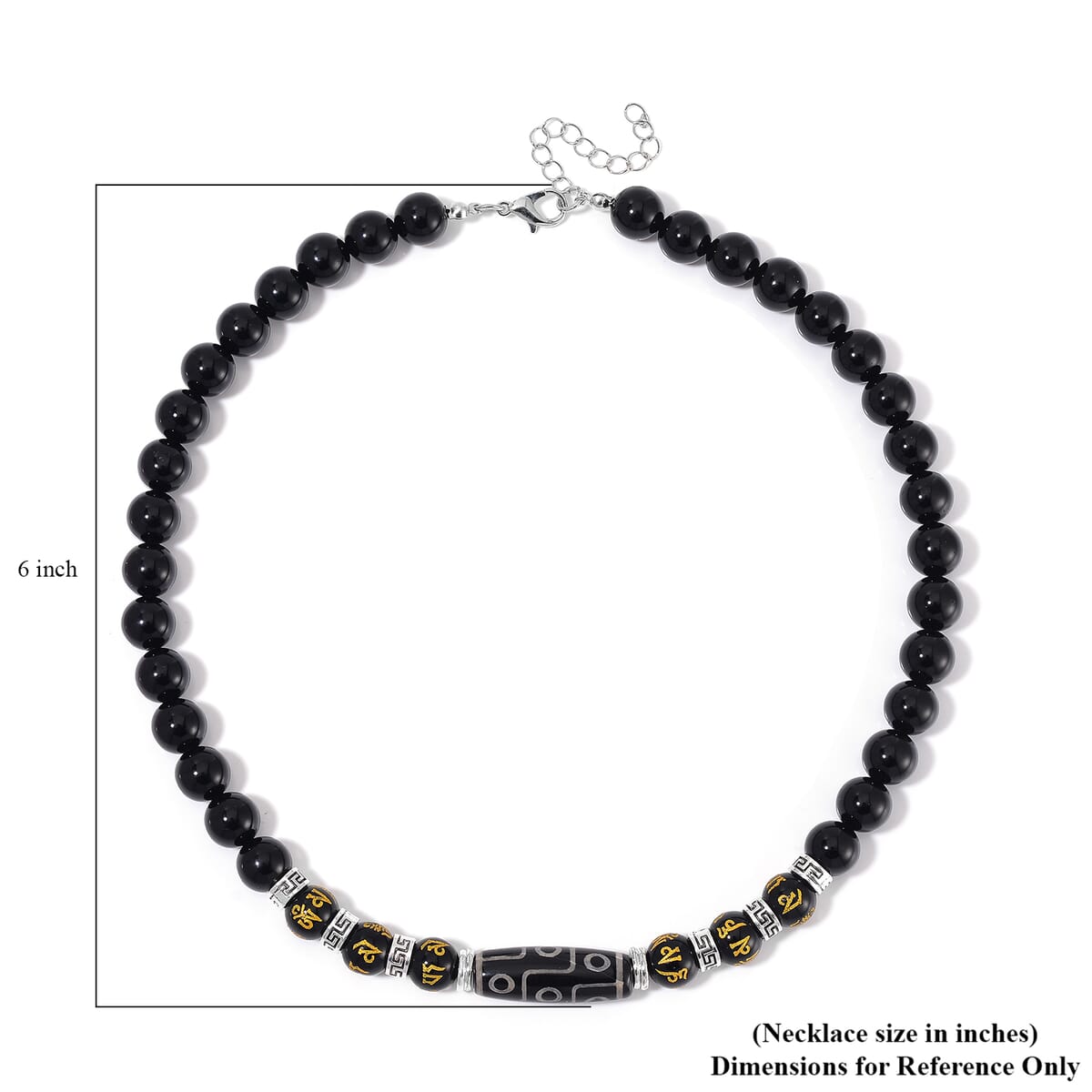 Agate and Black Obsidian 305 ctw Necklace 18-20 Inches in Silvertone image number 5
