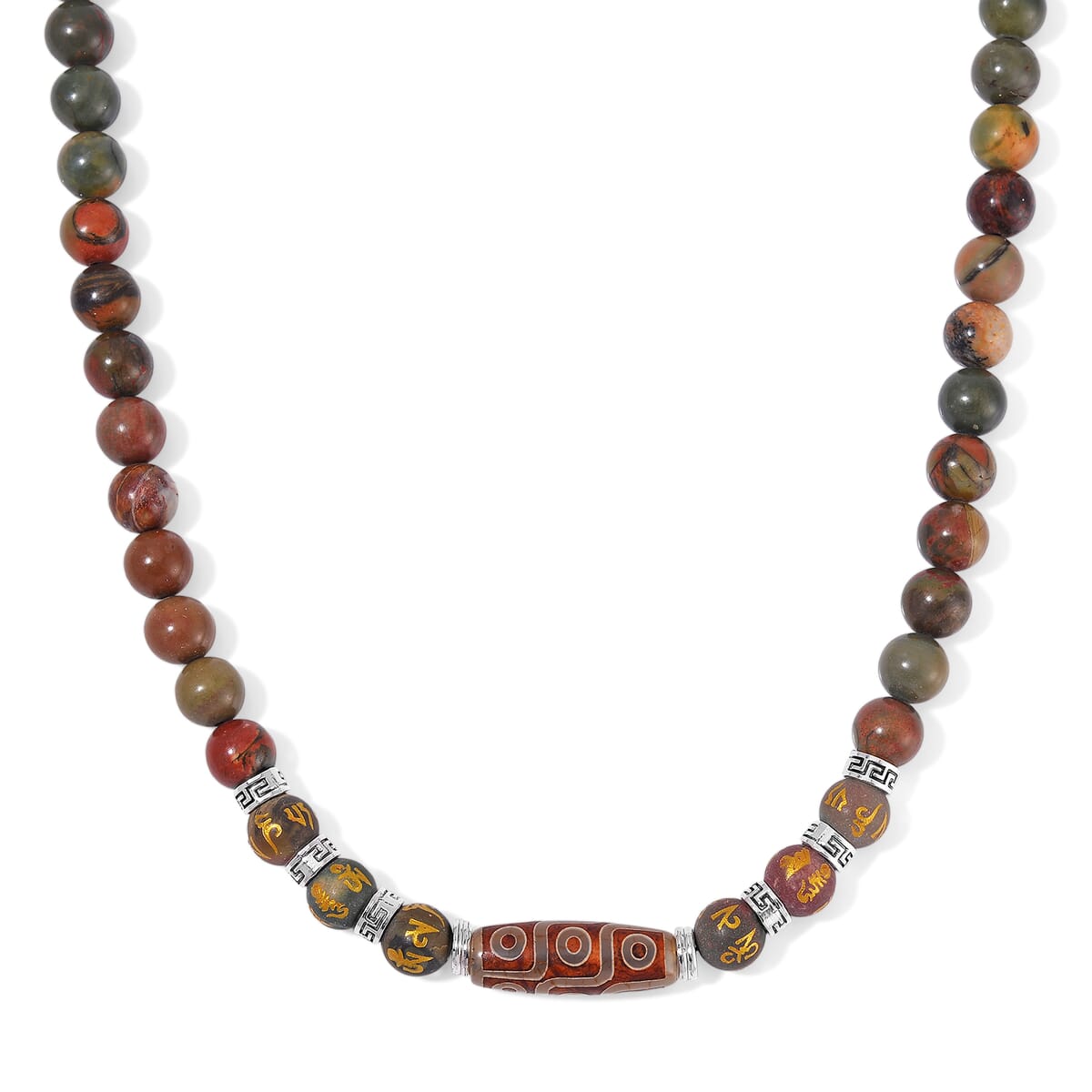 Agate and Picasso Jasper 305 ctw Necklace 18-20 Inches in Silvertone image number 0