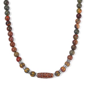 Agate and Picasso Jasper 305 ctw Necklace 18-20 Inches in Silvertone