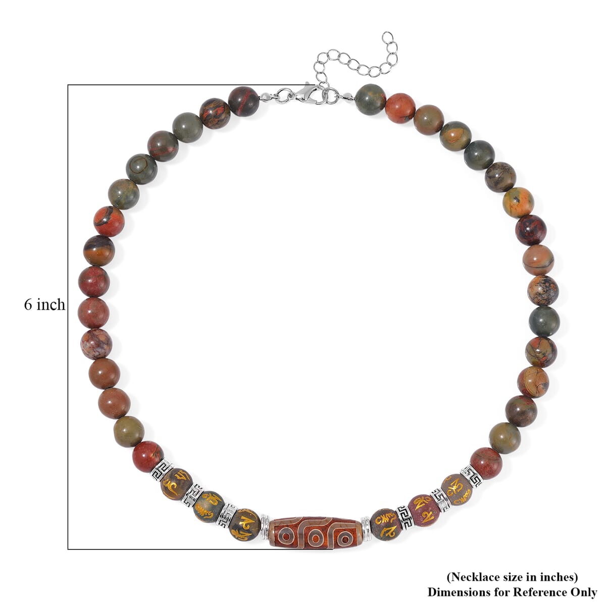 Agate and Picasso Jasper 305 ctw Necklace 18-20 Inches in Silvertone image number 5