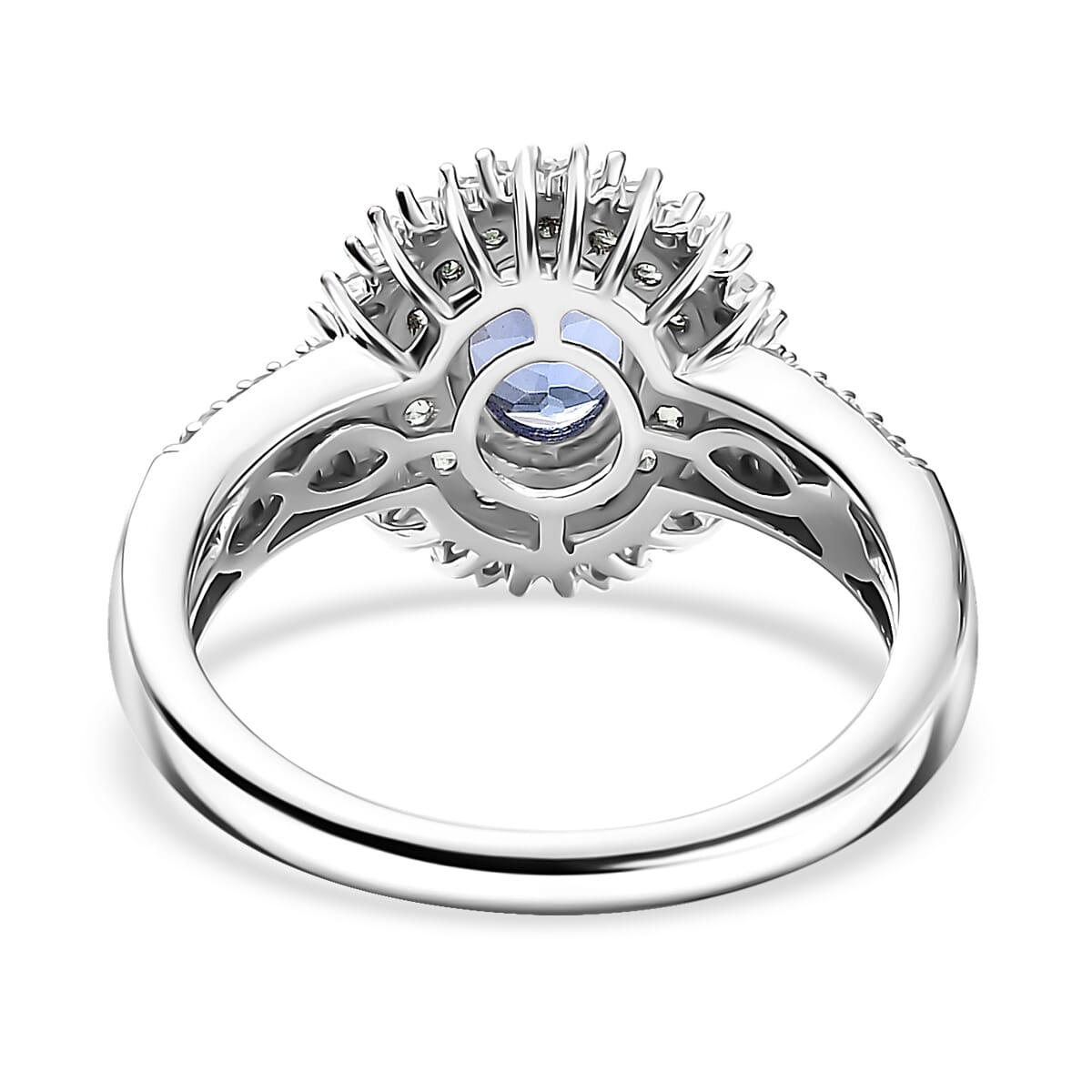 D'Joy AAA Tanzanite, Tsavorite Garnet and Diamond 1.75 ctw Celestial Glow Ring in Rhodium Over Sterling Silver (Size 10.0) image number 4
