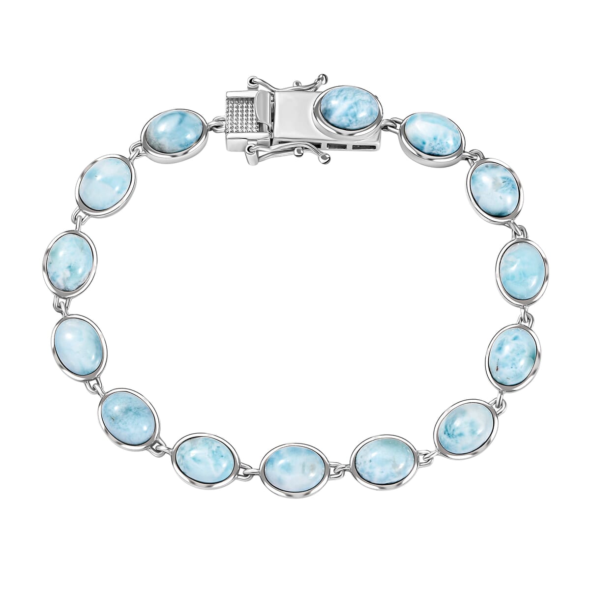 D'Joy Premium Larimar 24.15 ctw Dolphin Dance Bracelet in Rhodium Over Sterling Silver (7.25 In) image number 0