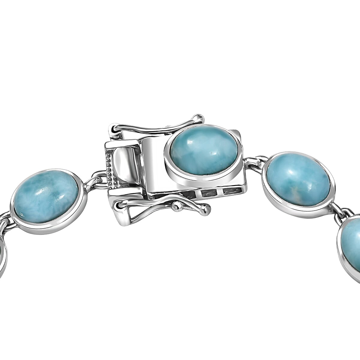 D'Joy Premium Larimar 25.75 ctw Dolphin Dance Bracelet in Rhodium Over Sterling Silver (8.00 In) image number 3