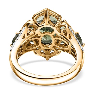 D'Joy Premium Malagasy Pine Apatite and White Zircon 4.50 ctw Whispering Bloom Ring in 18K Vermeil Yellow Gold Over Sterling Silver (Size 10.0)