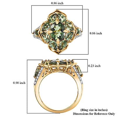D'Joy Premium Malagasy Pine Apatite and White Zircon 4.50 ctw Whispering Bloom Ring in 18K Vermeil Yellow Gold Over Sterling Silver (Size 10.0)