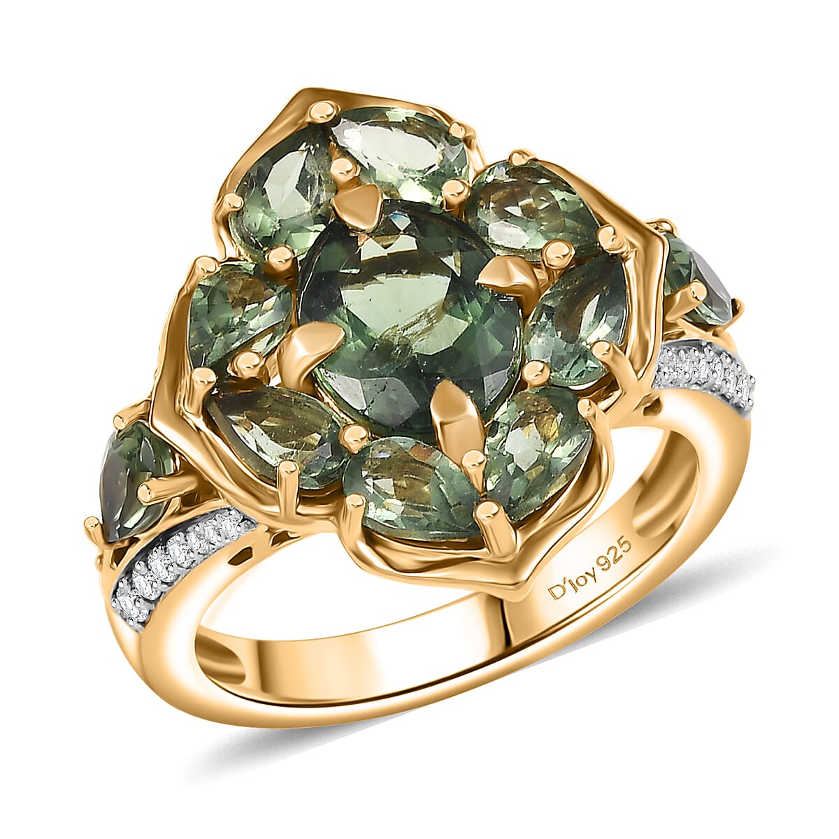 D'Joy Premium Malagasy Pine Apatite and White Zircon 4.50 ctw Whispering Bloom Ring in 18K Vermeil Yellow Gold Over Sterling Silver (Size 8.0) image number 0